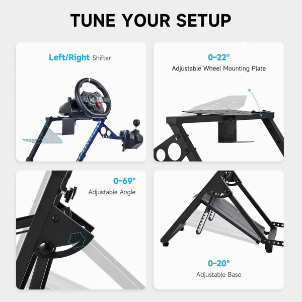LED Strip Driving Game Sim Racing Frame Stand for Wheel Pedals Xbox PS PC