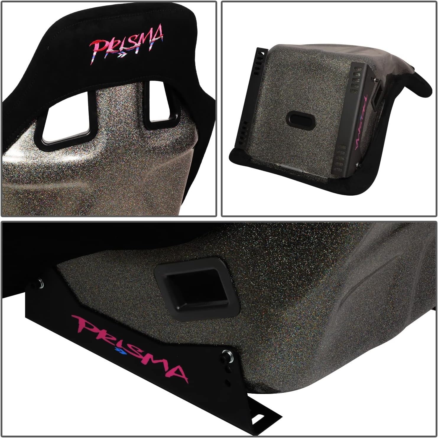 x1 Individual NRG Prisma NRG-FRP-302BK-ULTRA Bucket Seat L Black Side Mounts