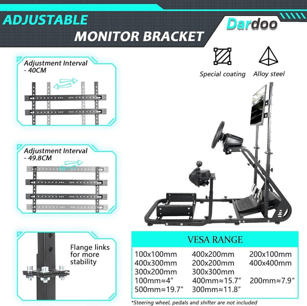 Driving Game Sim Racing Frame Rig - Add Seat Screen Wheel Pedals Xbox PS PC F1