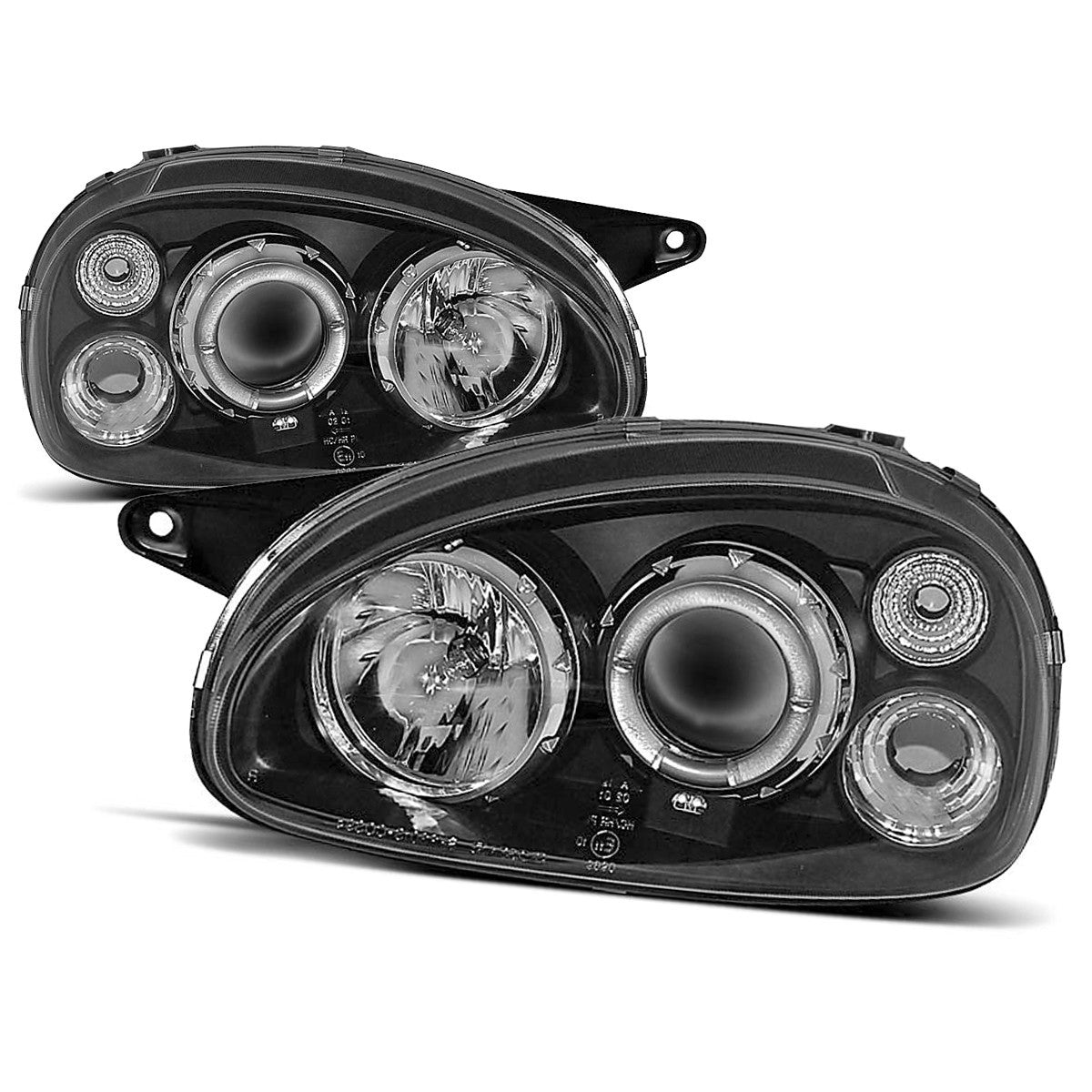 AMCP Pair LED DRL Halo Headlights OPEL Vauxhall CORSA B 93-00 LHD