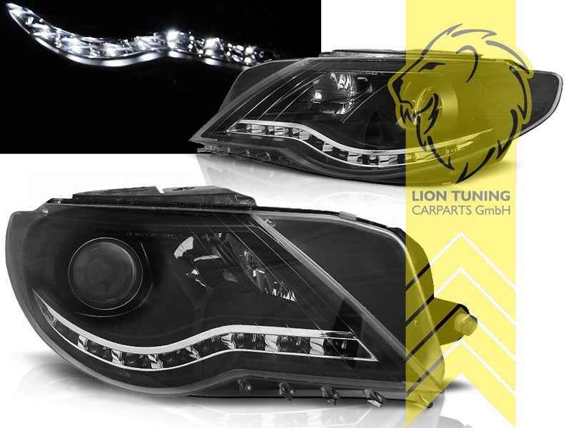 LTG Pair LED DRL Dynamic Lightbar Headlights VW Passat CC 357 08-12 Black LHD