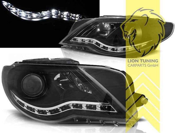 LTG Pair LED DRL Dynamic Lightbar Headlights VW Passat CC 357 08-12 Black LHD