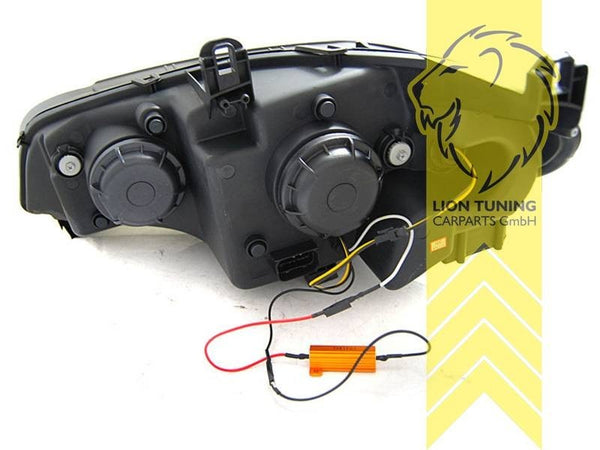 LTG Pair LED DRL 4D Headlights BMW X5 M X5M S63 E70 07-13 black LHD