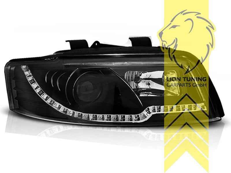 LTG Pair LED DRL Lightbar Headlights Audi A4 B6 8E Sedan Avant 00-04 black LHD