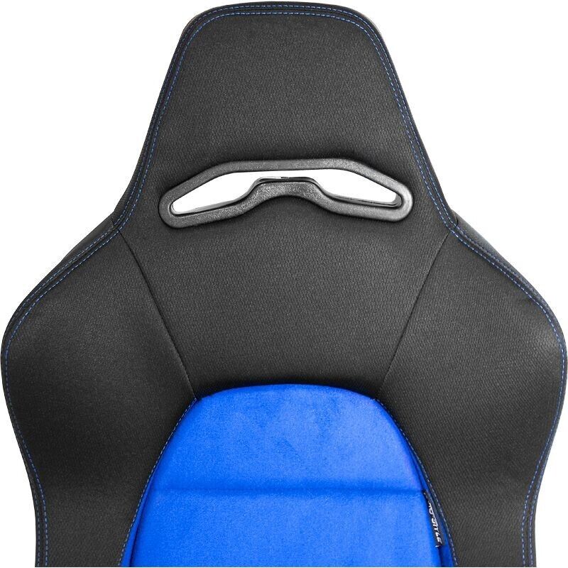 x2 Autostyle Black & Bright Blue Sports Car Bucket Seats Synth Leather +slides