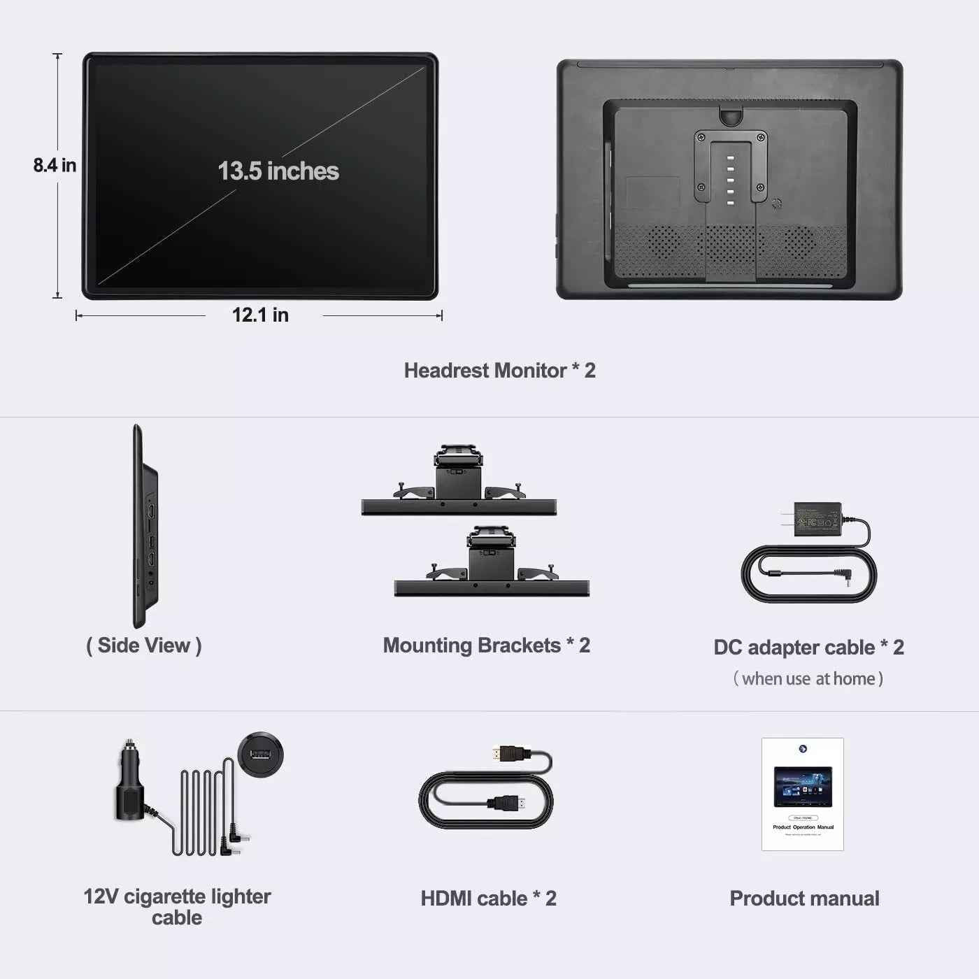 ANDRSEPRO VT-1380A 1x Headrest OLED 4K Screen 13.5" Android Apps Wifi MirrorCast