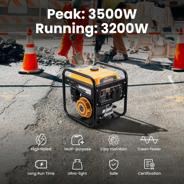 MXPR Petrol Inverter Generator Silent Portable 3500W 4 Stroke Engine Camping