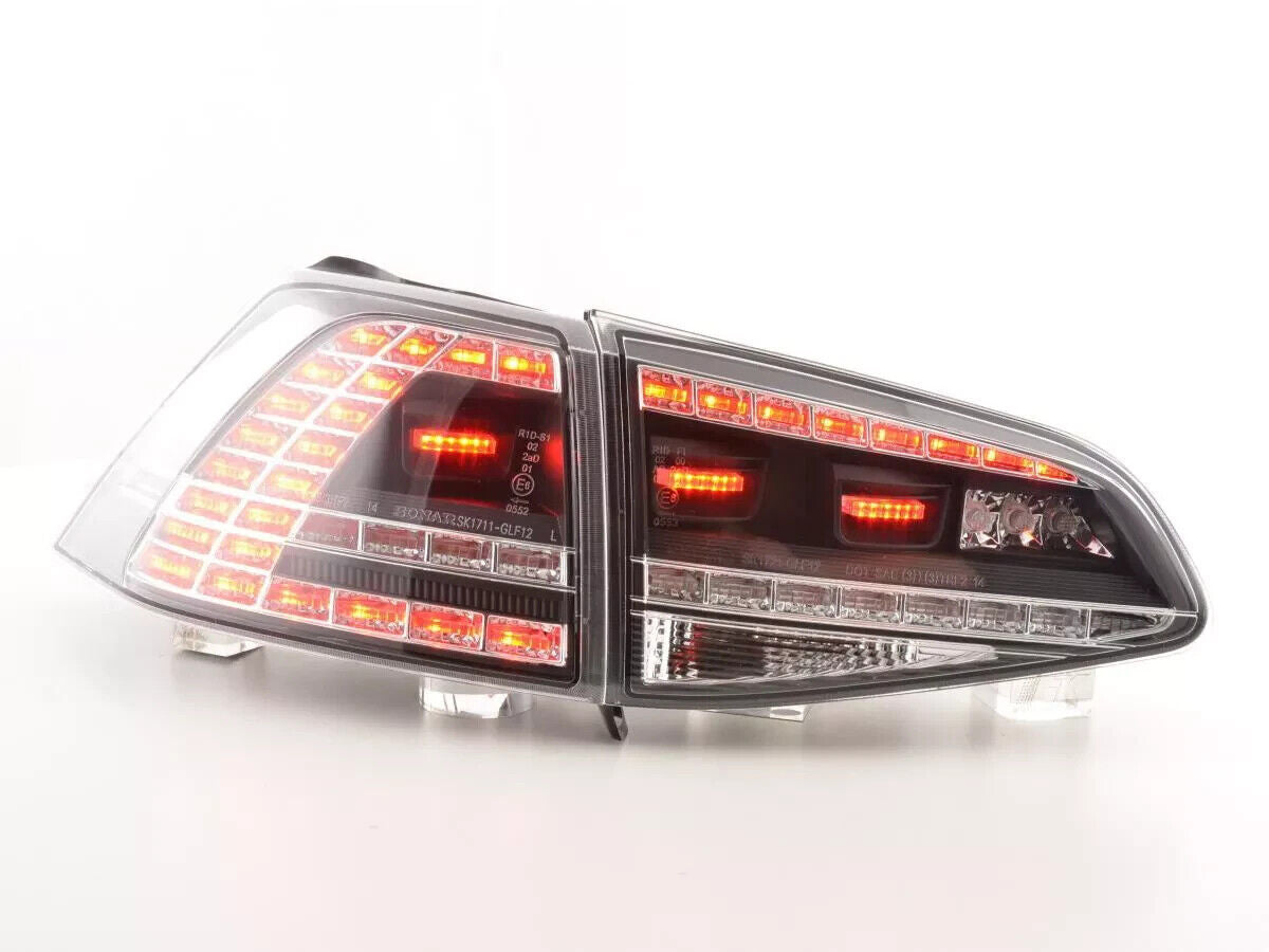FK Pair VW GOLF 7 MK7 12+ LED DRL Lightbar Dynamic REAR LIGHTS BLACK LHD