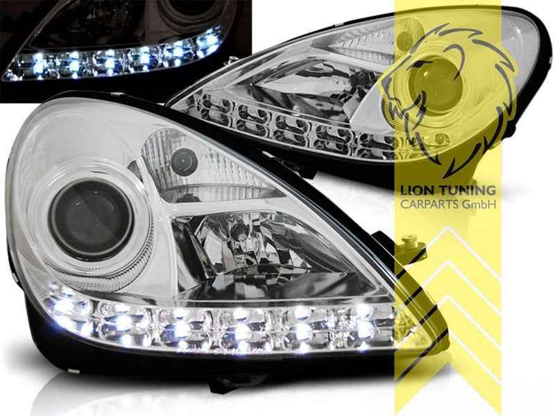 LTG Pair LED DRL Lightbar Headlights Mercedes SLK R171 04-11 Chrome LHD