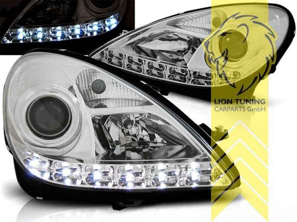 LTG Pair LED DRL Lightbar Headlights Mercedes SLK R171 04-11 Chrome LHD