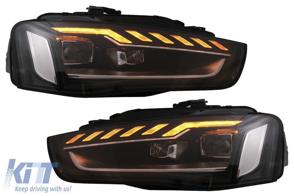 KT LUXE Pair Full LED DRL Seq Dyna Headlights Audi A4 B8.5 Facelift 12-15 LHD