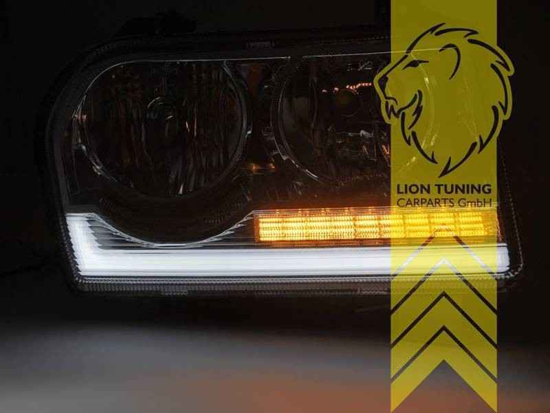 LTG Pair LED Halo DRL Headlights Chrysler 300 C Sedan LX 04+ Chrome EXPORT ONLY