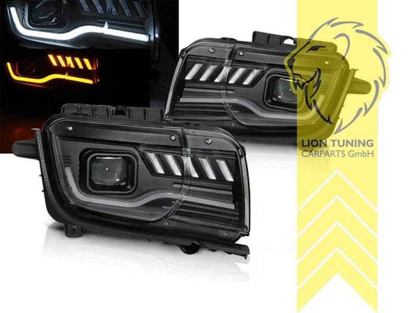 LTG Pair LED Halo DRL Headlights Chevrolet Camaro 5 09-13 Black EXPORT ONLY