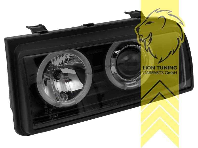 LT Pair LED Halo Ring Halogen Headlights VW Corrado 53I 53 88-95 black LHD