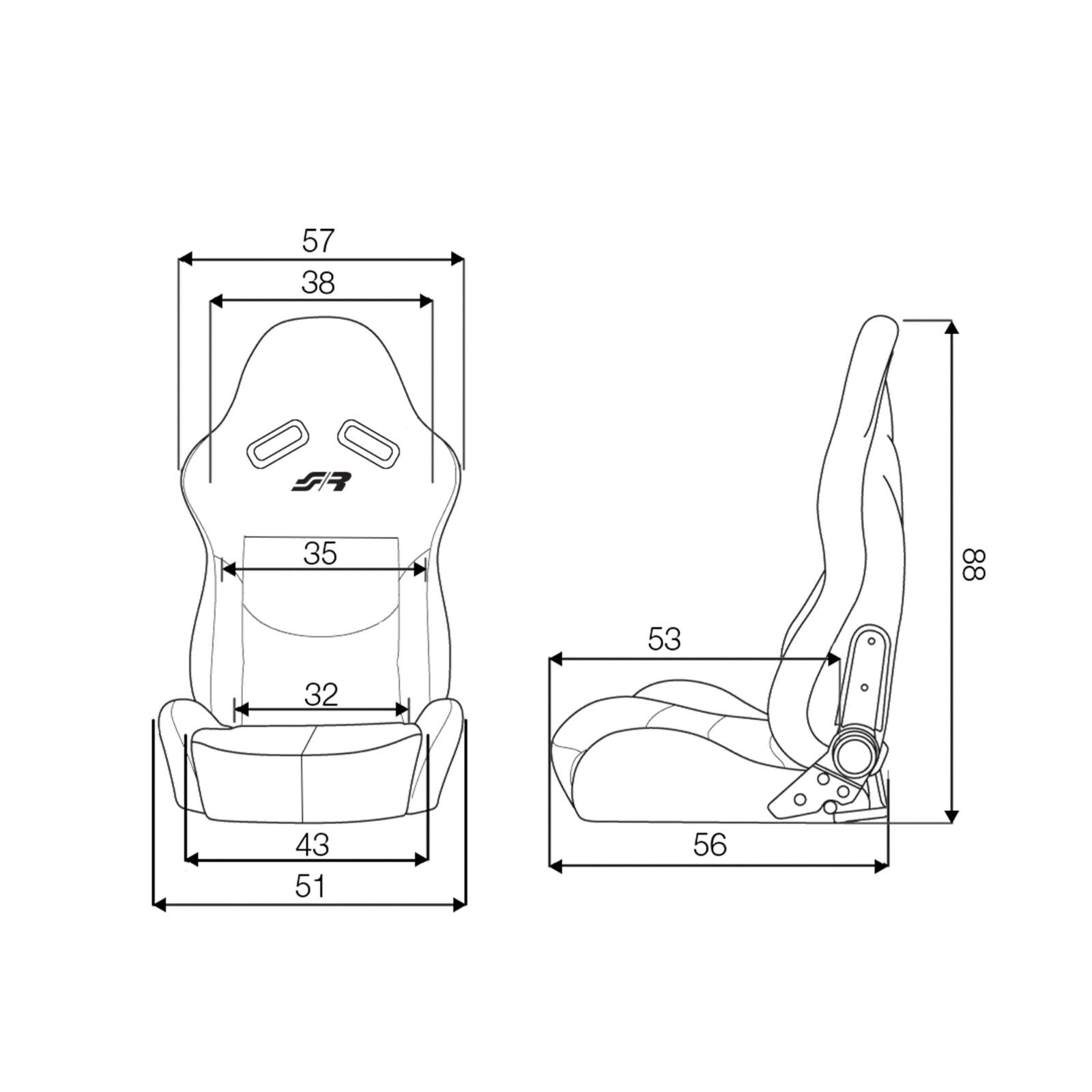 Simoni Racing Universal Kimi SRSF/17 x1 Individual Bucket Seat Black Red Stitch Alcantara