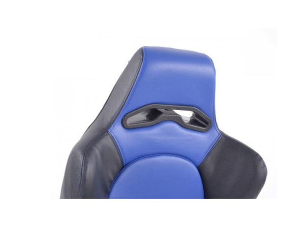 FK Pair Universal Reclining Big Side Bolster Bucket Seats Blue & Black +slides
