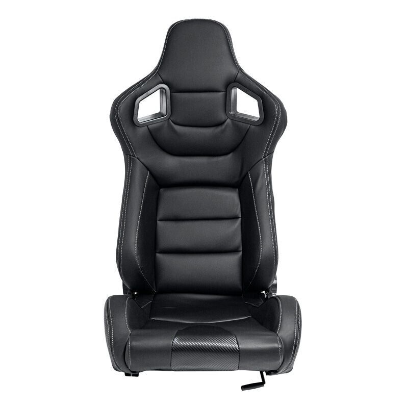 UK STOCK -ATS RK x2 Sports Bucket Seat Black Silver Stitch recline + runners