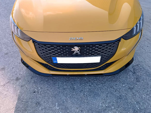 Motordrome Front Bumper Lower Splitter V.2 Peugeot 208 Mk2 19-23 Gloss Black