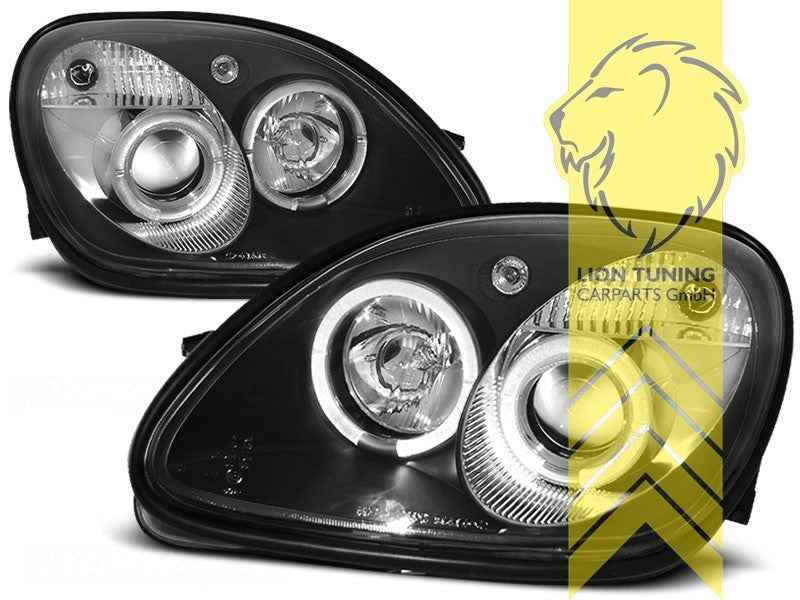 LTG Pair LED DRL Lightbar Headlights Mercedes SLK R170 96-04 Black LHD