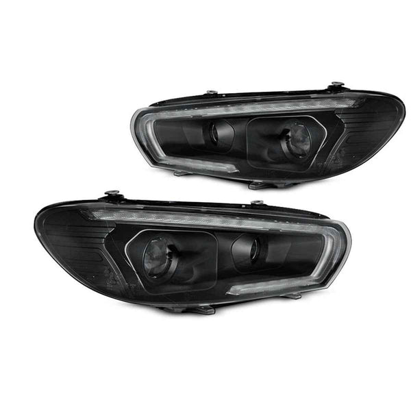 AMCP Pair LED + XENON DRL Tube Light Headlights SEQ VW SCIROCCO Black LHD