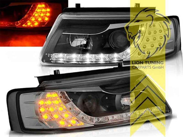 LT Pair LED DRL Lightbar Halo Headlights VW Passat 3B sedan Variant black LHD