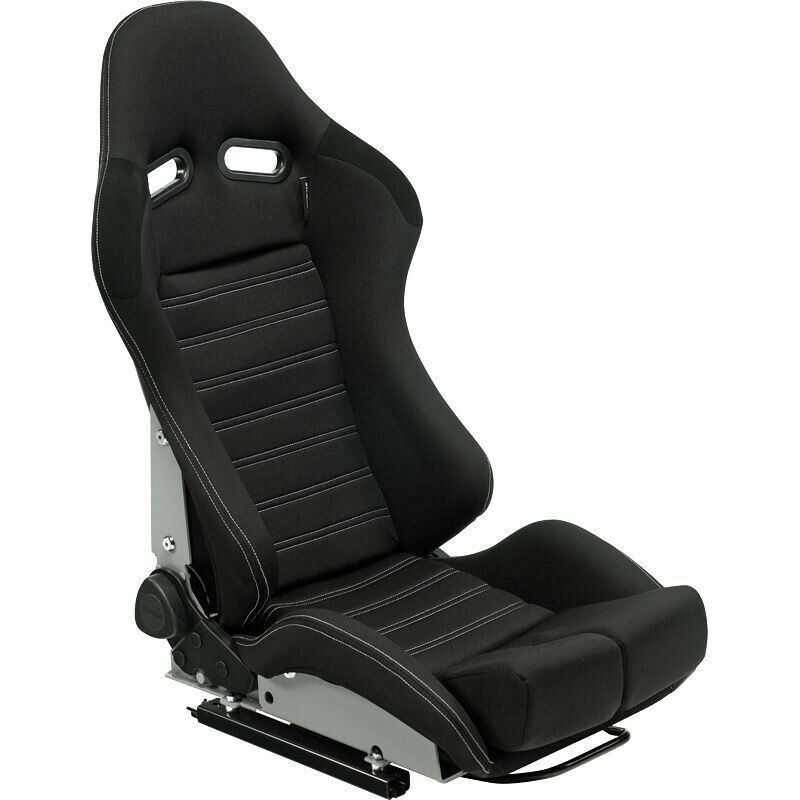 AUTOSTYLE BS5 x2 (Pair) Universal Sports Bucket Seats Black & Grey slide runners