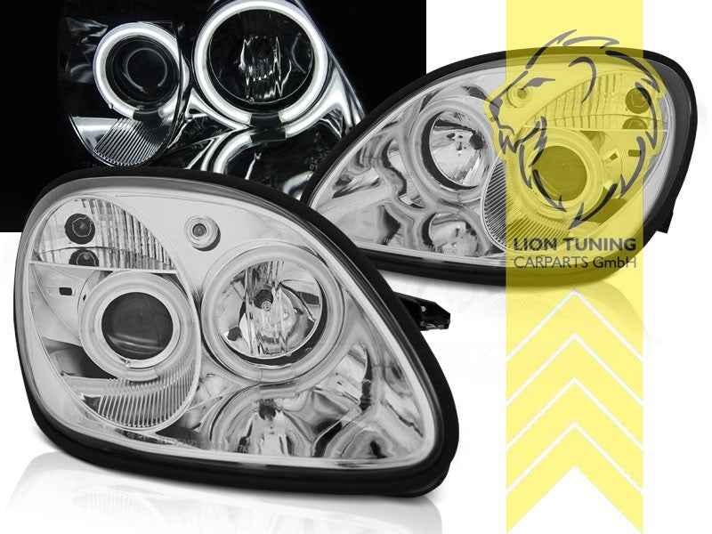 LTG Pair CCFL Angel Eyes Halo Headlights Mercedes SLK R170 96-04 Chrome LHD