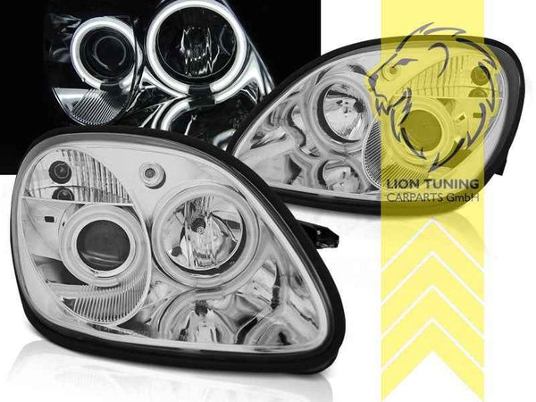LTG Pair CCFL Angel Eyes Halo Headlights Mercedes SLK R170 96-04 Chrome LHD