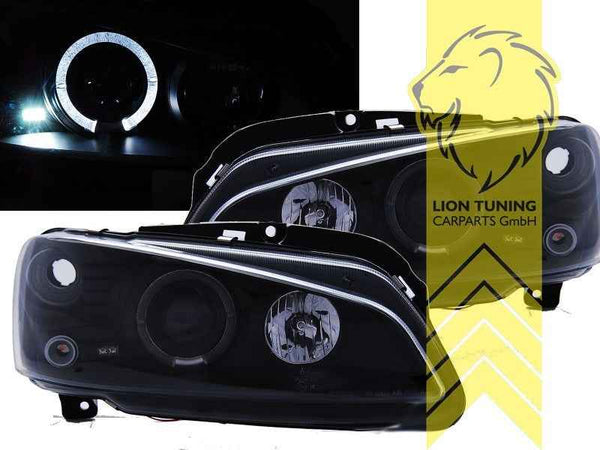 LTG Pair LED DRL Halo Ring Headlights Peugeot 106 1 II 2 96-04 black LHD