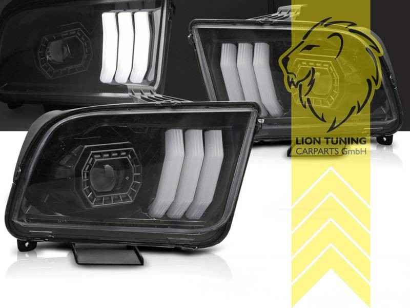 LTG Pair LED Halo DRL Headlights Ford Mustang V Gen 1 04-09 Black EXPORT ONLY