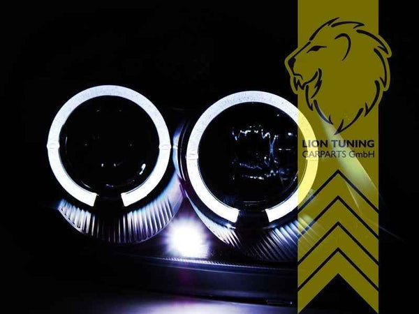 LTG Pair LED DRL Halo Headlights Ford Fiesta 6 JH1 JD3 JH JD 01-05 Black LHD