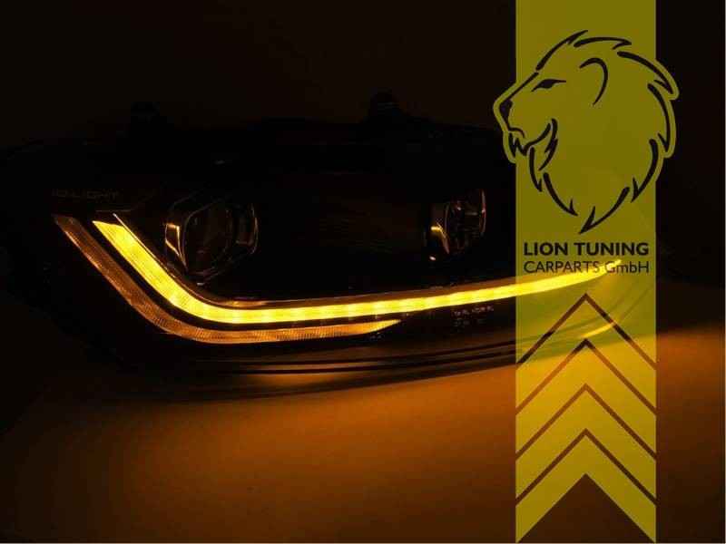 LTG Pair LED DRL Lightbar Headlights VW Polo 6R 6C 09-17 black LHD EXPORT ONLY