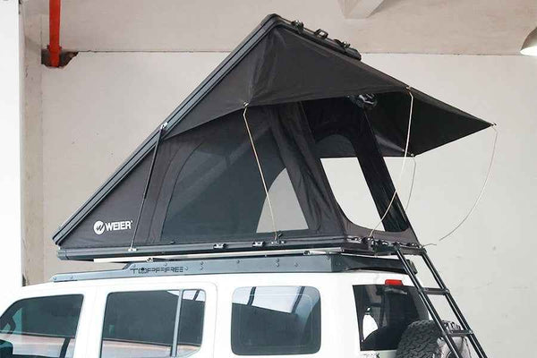 WEIER Aluminum Clamshell Hard Shell Triangle Roof Top Tent 2P + Mattress Ladder