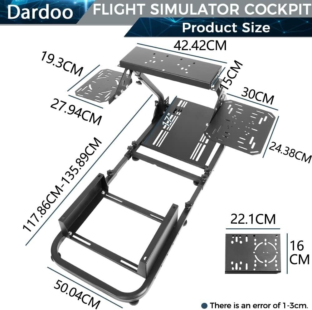 DD Plane Game Flight Sim Simulator Cockpit Frame Rig for Seat Wheel Pedals Xbox PS PC Console F1 with seat mount