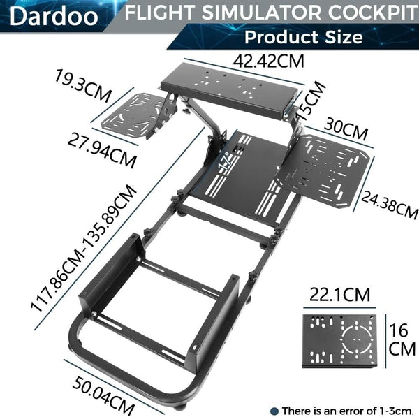 DD Plane Game Flight Sim Simulator Cockpit Frame Rig for Seat Wheel Pedals Xbox PS PC Console F1 with seat mount