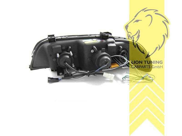 LTG LED Halo Ring DRL Headlights BMW E39 Sedan Touring Black LHD EXPORT ONLY