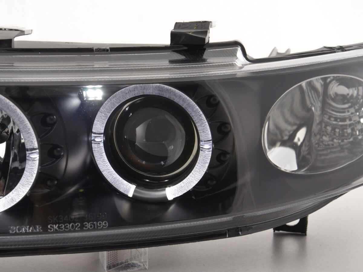 FK LED DRL Lightbar Halo Ring Headlights Seat Leon / Toledo 1M 97-05 black LHD