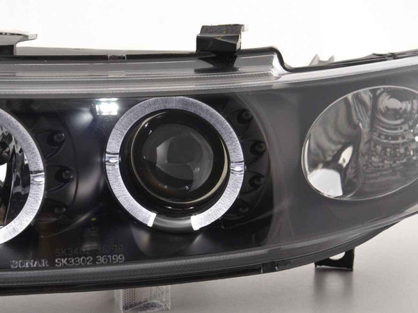 FK LED DRL Lightbar Halo Ring Headlights Seat Leon / Toledo 1M 97-05 black LHD