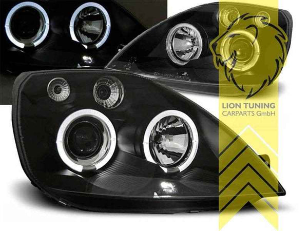 LTG Pair LED Halo DRL Headlights Ford Fiesta MK 6 V MK6 JH JD Black EXPORT ONLY