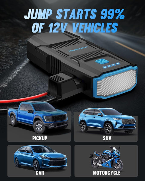 Jump Starter Portable Pack HEMINGSON 2000A Peak Battery 12V 7.0L / 5.5L 4 Modes