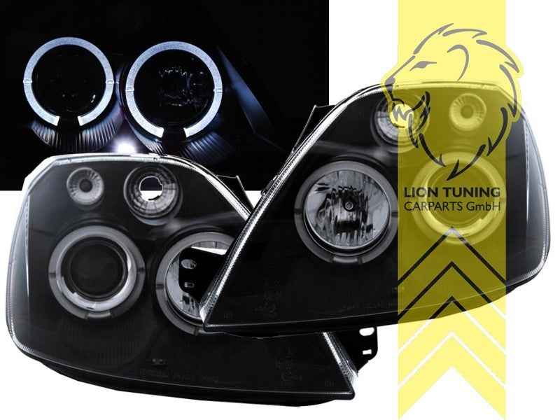 LTG Pair LED DRL Halo Headlights Ford Fiesta 6 JH1 JD3 JH JD 01-05 Black LHD