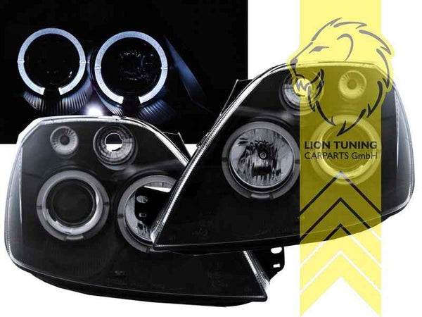 LTG Pair LED DRL Halo Headlights Ford Fiesta 6 JH1 JD3 JH JD 01-05 Black LHD