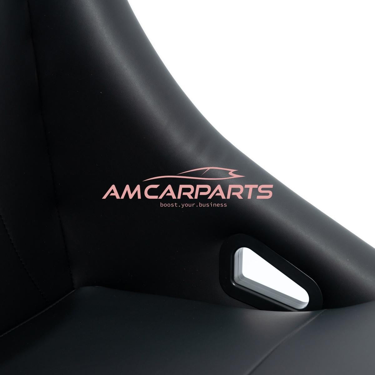 AMCP Pair Universal Fixed Back Motorsport Bucket Sports Seats PVC Black + slides