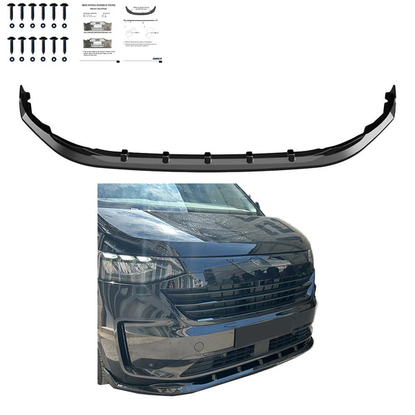 OW Front Bumper Lower Splitter Valance VW Transporter T7 24+ ABS Gloss Black