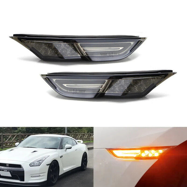07-22 GT-R GTR Smoke LED DRL JDM 3D Wide Front Bumper Indicator Light Marker Kit