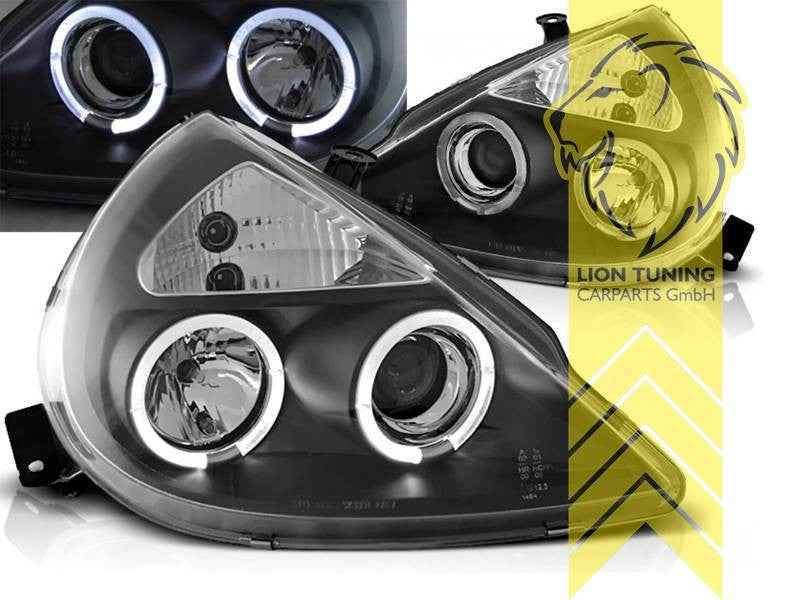 LTG Pair LED Halo DRL Headlights Ford KA RB 96-08 Black EXPORT ONLY