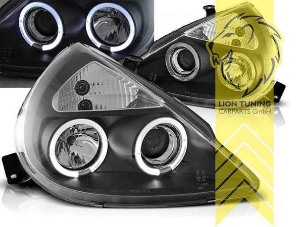 LTG Pair LED Halo DRL Headlights Ford KA RB 96-08 Black EXPORT ONLY