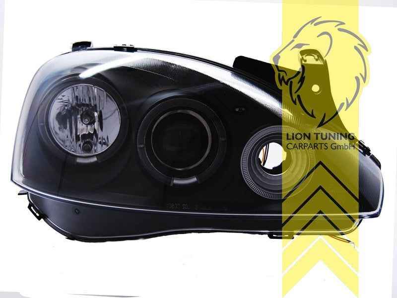 LTG Pair LED DRL Halo Ring Headlights Opel Corsa C Combo C 00-12 black LHD