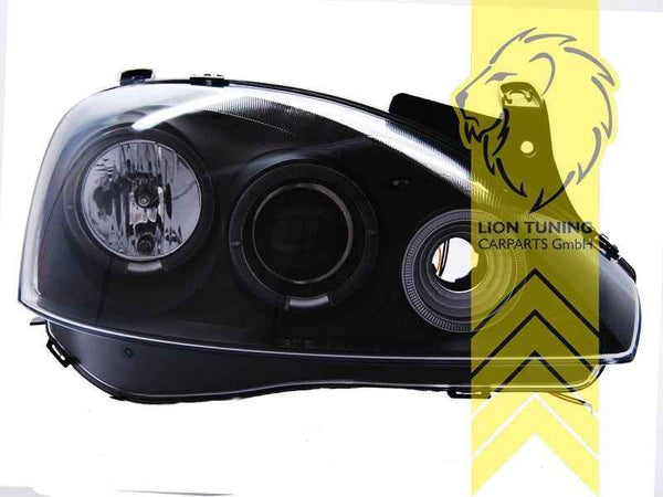 LTG Pair LED DRL Halo Ring Headlights Opel Corsa C Combo C 00-12 black LHD