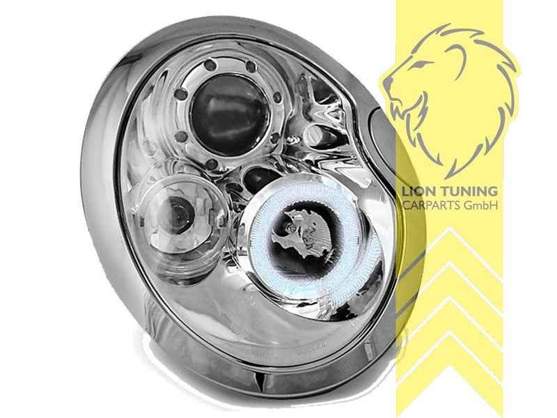 LTG Pair LED DRL Halo Ring Headlights Mini Cooper One R50 R52 R53 01+ Chrome LHD